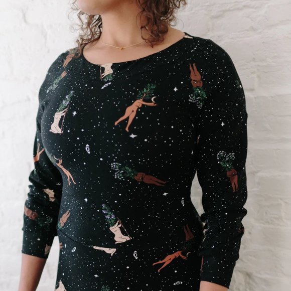 Witchy dress herbal femme custom art print @merakilabbe NWOT 3/4 sleeve - Picture 3 of 6